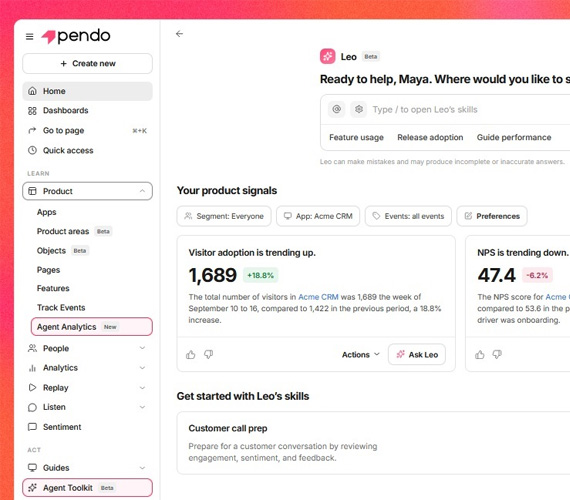 Pendo stellt Pendo for Agents vor: Mehr Kontext für KI-Agenten, messbarer Nutzen für Unternehmen